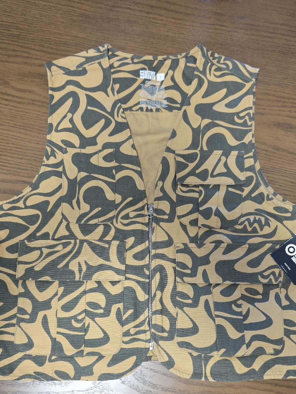 Target Olive Green and Tan Patterned Utility Vest